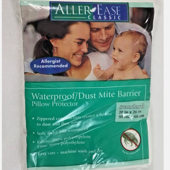 2 Aller Ease Classic Water Proof Dust Mite Barrier Pillow Protector Zipper 20x26 - Picture 2 of 6